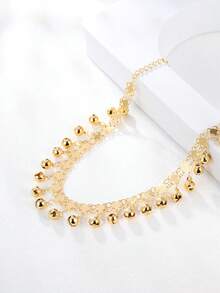 1 Pc Fashionable & Versatile Simple Elegant Tassel Bells Anklet For Women - Yellow Gold - View 4