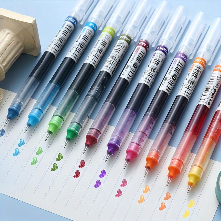 12pcs Quick-Drying Neutral Ballpoint Pens - 0.5mm Tip Carbon Pens - Ideal For Students. Teacher Rewards, School Supplies, Teacher Gifts, 12 Colors, Halloween Theme - Multicolor - View 1