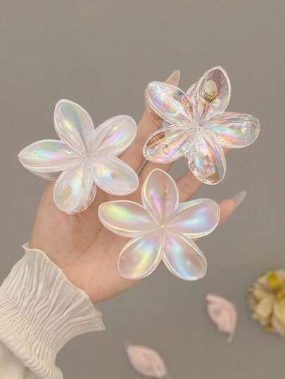 Set de 3 pinzas para el cabello con margaritas blancas de gran tamaño, coloridas y versátiles para coleta, ganchos para el cabello, etc.