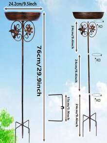 1 件复古乡村金属花园鸟浴盆，户外野生动物喂食器，耐候叶子图案设计，无需电线，无需电池，适合后院喂鸟，吸引小鸟，庭院和草坪装饰，是送给鸟类爱好者的完美礼物 - 彩色 - 查看 13