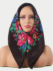 1pc Women's Fashionable Spring/Summer Printed Square Bandana With Plant & Floral Pattern, Suitable For Outdoor Windproof, Dustproof Decoration Boho Headband Soft Hijab Veiled Clothes - Multicolor - View 23