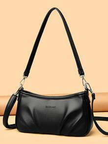 2025新款时尚百搭中年女士包优雅大容量单肩斜挎包钱包妈妈包手提包 - 黑色 - 查看 2