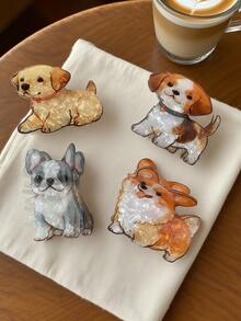 1 件可爱雌性动物狗形 PVC 中号发夹适合日常使用，是送给女孩的最理想礼物，适合夏季、春季、秋季、冬季、返校季节、日常旅行、聚会、海滩派对、佩戴发饰时尚发夹秋季配饰