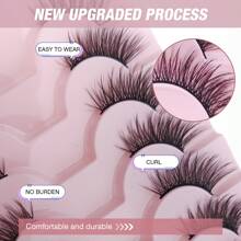 9 Pares de Cílios Postiços Estilo Olho de Gato Curtos e Macios de Fio e Meia Pálpebra, Falsos de Mink 3D, Adequados para Maquiagem Natural, Tiras de Cílios, Cílios, Cílios Postiços