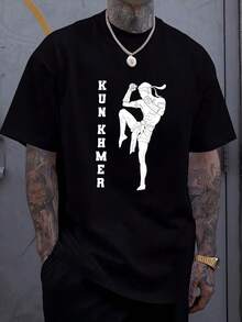 180g Pure Cotton New Limited Cambodia Martial Art, Cambodian Khmer Kun Khmer Bokator T-Shirt Casual Top For Everyday Wear For Women Print Round Neck Short Sleeve Designer Clothes Unisex Homme Comfortable Graphic Slightly Soft Versatile Stylish Summer Fashion Stretched Breathable Streetwear - 黑色 - 查看 1