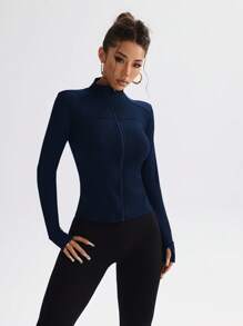 Modest Activewear,Academic Chic Jacket,Long Sleeve With Thumbholes, Comfort-Stretch For Dance/Pilates,Waist-Cinching Zip Front + Low Neckline, Street-To-Studio,Sculpting Seams,Full-Coverage Cut With Slim Silhouette,Long Sleeve Zip Front With Thumbholes, Tummy-Control,Chest-Enhancing Darts,360° Stretch Construction,Anti-Slip Zip Guard,Women's Slim-Fit Zip Jacket