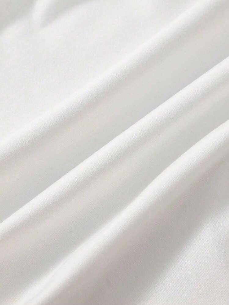 Cartoon Image Short Sleeve Round Neck T-Shirt, Casual And Fashionable Short Sleeve T-Shirt, Micro Elastic, Opaque, Easy Care Material, Perfect For Everyday Wear, Ladies T-Shirt - 白色 - 查看 5