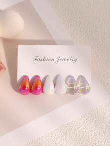 Set de 6/18 pendientes de lágrima de moda, pendientes de verano coloridos, pendientes elegantes para uso diario de damas - Multicolor - Ver 6