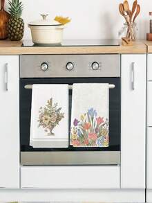 2Pcs Blue Floral Bohemian Floral Dragonfly Tulip Vase Spring Farmhouse Summer Floral Navy And Cream Striped Bow Chinoiserie Print Vase Pattern Kitchen Towels Farmhouse Dish Towels Kitchen Dish Hand Tea Towels Kitchen Drying Dish Towels For Kitchen Dining Room Table - White - View 3