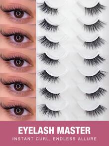 10 Pares de Cílios Postiços Extensão de Olho de Gato e Meia Extensão, Aumentando o Tamanho dos Olhos, Adequado para Festivais, Férias, Encontros e Outras Ocasiões, Tiras de Cílios, Cílios, Cílios Postiços