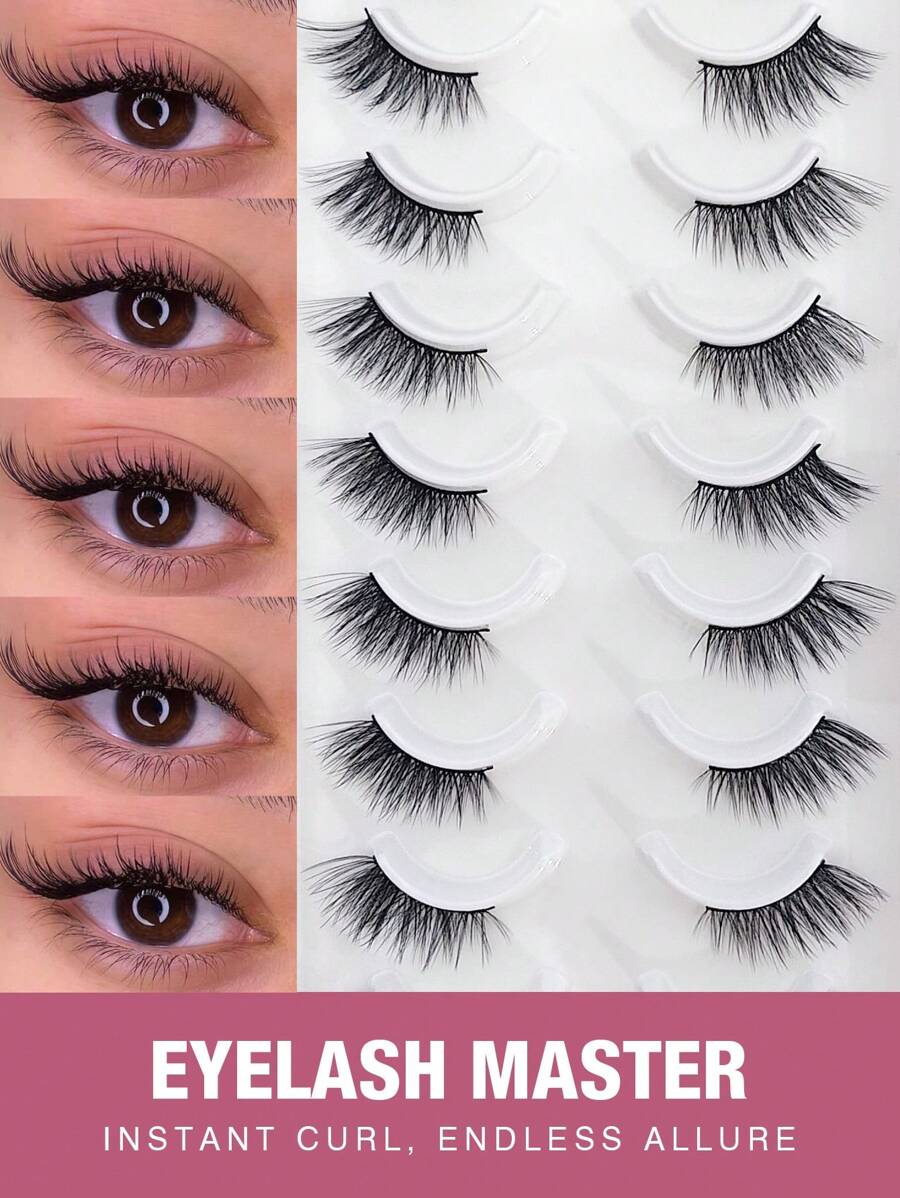 10 Pares de Cílios Postiços Extensão de Olho de Gato e Meia Extensão, Aumentando o Tamanho dos Olhos, Adequado para Festivais, Férias, Encontros e Outras Ocasiões, Tiras de Cílios, Cílios, Cílios Postiços