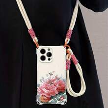 Funda para teléfono 1 pieza Una elegante correa para el hombro tipo bandolera, patrón Correa para el hombro tipo bandolera Correa de mano anticaída de cuatro esquinas Funda protectora para teléfono móvil Puede colgarse hacia atrás Funda para teléfono móvil suave adecuada para la serie 12 13 14 15 16 Pro Pro Plus - - Colores mixtos 1 - Ver 1