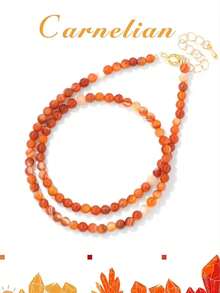 1 件女士时尚项链天然石紫水晶绿松石虎眼珠精美珠子（无纸卡包装） - 虎眼石色 - 查看 7