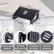 6 Adjustable Ergonomic Footrest Under Desk, Desk Foot Rest With Massage Rollers, Leg Foot Stool (Black)