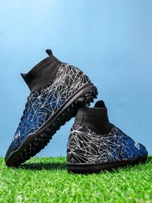 Men's Soccer Shoes For Indoor Five-A-Side, Comfortable, Non Slip, Breathable, High Top Training Shoes, TF Nail Breaking, Suitable For Artificial Grass/Lawn/Turf, Suitable For Both Men And Women