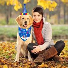 3 pezzi Cappello di compleanno per cani, decorazioni per feste di compleanno per cani, fascia per feste di compleanno per cani, articoli per feste di compleanno per cani, costumi da festa di compleanno per cani adatti per cani e gatti di piccola, media e grande taglia, decorazioni per feste per cani