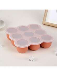 1PC Silicone Ice Cube Tray With Lid, Press Mold, Baby Food Container, 9-Grid Ice Mold - Multicolor - View 9