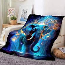 1pc Luxury Tropical Elephant Printed Polyester Fleece Blanket - Cozy All Season Throw Blanket, Vibrant & Mystical Elephant Design Simple Style Flannel Blanket, Suitable For Room Decor, Home, Picnics & Travel. A Plush Blanket And Wrap Gift For Family, Friends And Self, Ideal Gift For Birthday, Holiday, All Seasons.