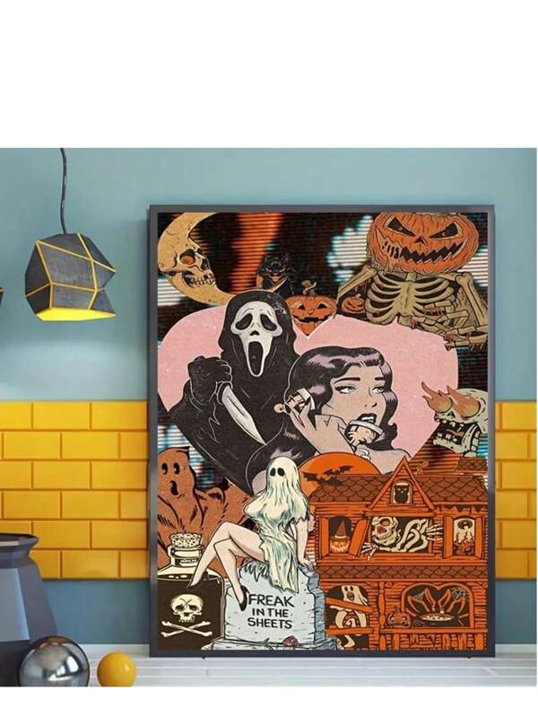 1pc Premium 5D Diamond Painting - Frameless - Halloween Scene Art Set, DIY Diamond Painting Kit With Full Round Diamonds, Relaxing Handcraft, Perfect Gift For Halloween