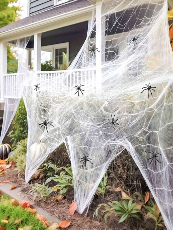 1 Piece, 20/40/60/100g Spider Web Halloween Decoration Gift, With A Fake Spider, Super Elastic Spider Web, Suitable For Halloween Indoor And Outdoor Party Supplies, Autumn And Christmas