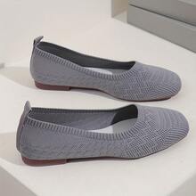 Women'S Black Woven Fabric Slip-On Flats - Casual Square Toe Shoes For Indoor & Outdoor Wear, All-Season Comfort With Rubber Sole, Breathable & Stylish Design - 淺紫色 - 查看 3