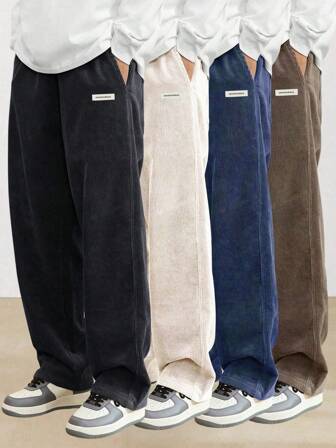 Pantalones deportivos casuales para hombres, pantalones rectos de pana, pantalones exteriores perezosos, tela agradable con la piel, secos y transpirables, adecuados para deportes al aire libre y actividades de ocio
