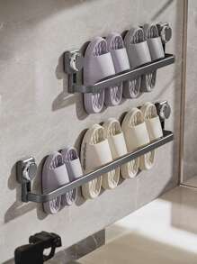 No-Drill Bathroom Shoe Organizer – Strong Suction Cup Mount – Holds 3-4 Pairs – Space-Saving Design