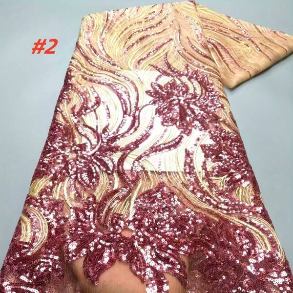 African Tulle Lace Fabric 2025 High Quality Lace Material Sequins French Nigerian Lace Fabrics For Sewing Wedding Dress