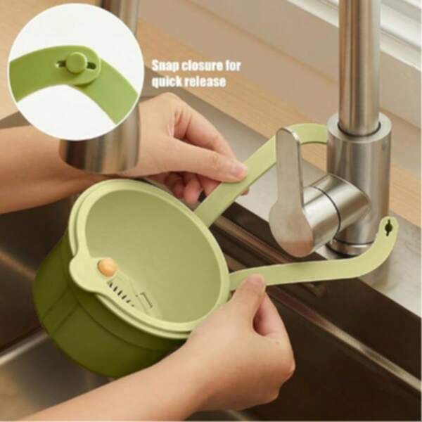 1pc 2-In-1 Sink Strainer Basket With Press Open & Adjustable Faucet Hook - Anti-Clogging Filter, Durable Plastic Kitchen Drain Basket, No Manual Operation, Anti-Clogging Tool, Compact Design, Leak-Proof, Water-Saving Device, Suitable For Busy Kitchen