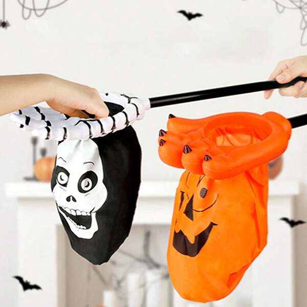 1 حقيبة حلوى لعبة الحيلة أو المعاملة في عيد الهالوين، حقيبة حلوى بشكل يد هيكل عظمي جديدة وإبداعية، حقيبة حلوى لعبة الحيلة أو المعاملة في عيد الهالوين، حقيبة هدايا ديكور الحفلة، ديكور حفلة عيد الهالوين