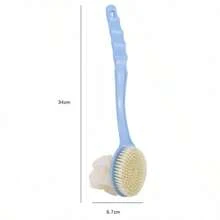 1 pièce Brosse de bain à poils doux à double face et manche long, Masseur corporel et éponge de douche exfoliante 2 en 1