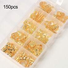 Set de 100/50 piezas Dorado Mixto para Trenzar, 50 Elegantes Anillos/Accesorios para el Cabello de Mujer y Niña del Milenio