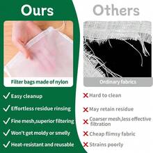 ‌6-Pack 12" X 8" Reusable Nut Milk Bags - 200 Micron Ultra-Fine Mesh Strainer For Almond Milk, Yogurt, Cheese & Cold Brew - Multi-Purpose  Filter Bags For Kitchen, Camping & Raw Food Prep - Default - View 3