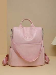 时尚休闲简约多功能女士背包，通勤旅行新款，单肩斜跨两用包，学生防盗背包，适合学校、大学、初中、高中、通勤、办公、户外旅行、运动背包，