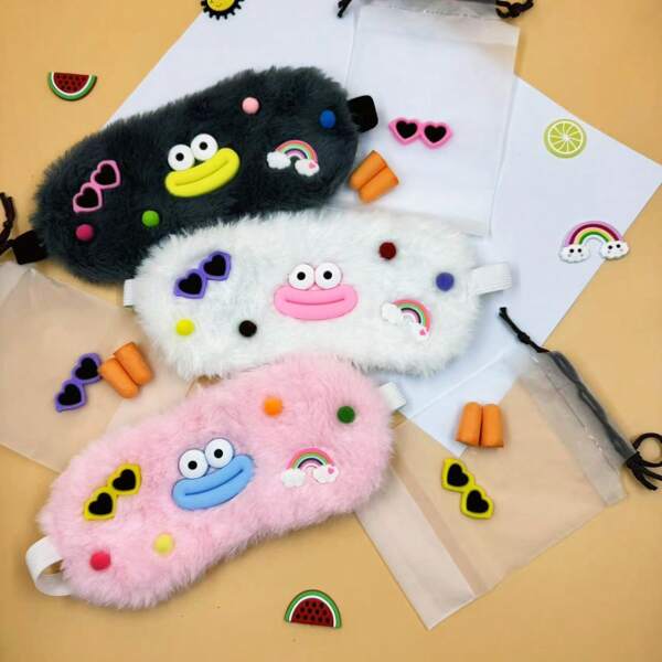 Funny Eye Mask Set With Earplugs & Plush Sausage Mouth Design, Comfortable & Reusable Eye Mask For Travel, Yoga, Meditation, Napping, Light Blocking