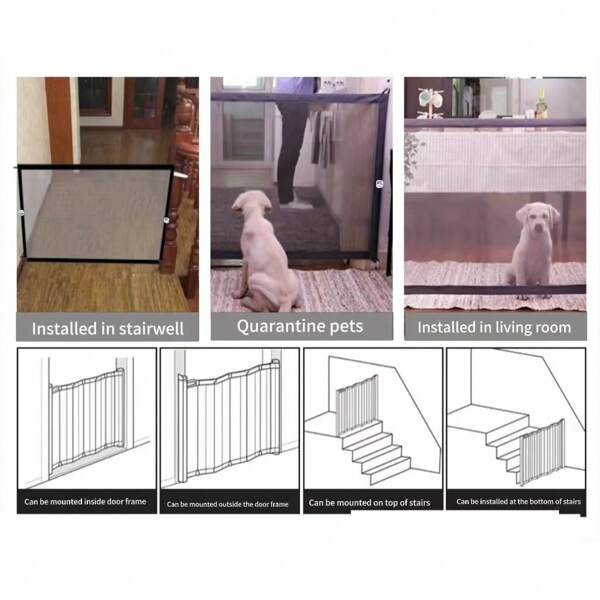 1 Set Foldable Dog Gate, Portable Pet Safety Barrier, Suitable For Kitchen, Bedroom Entryways, Stairs, No Drill Installation, Convenient Home Protection, Pet Play And Rest