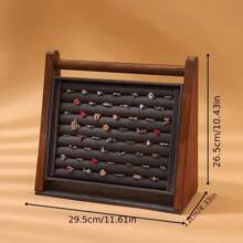 1pc Walnut Wood Color Jewelry Display Stand, High-End Jewelry Counter, Displaying Props Such As Bracelets, Watches, Necklaces, And Ring Racks For Women Storage Organizer Travel Essentials Back To School Dormitory Storage