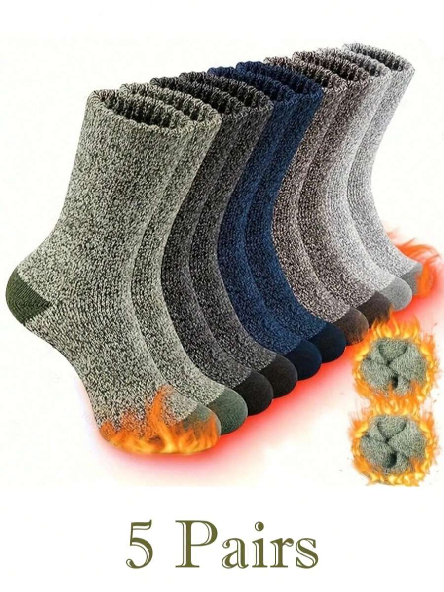 5 par damskich grubych termicznych skarpetek z podszewką z polaru, ciepłe zimowe skarpetki sportowe do uprawiania sportów na zewnątrz i wewnątrz