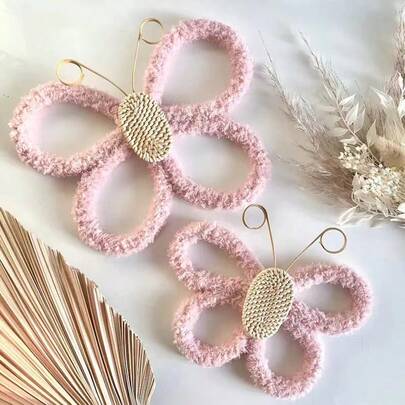 2pcs 3D Handmade Woven Butterfly Wall Decor, Nordic Boho Style! Cute Wall Hanging Ornaments For Kids Room, Living Room, Bedroom, Home Decor, Daily & Holiday, Shopping Mall Atmosphere Props, Create A Cozy Space