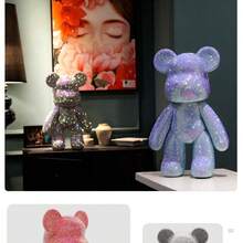 1 件 23 厘米 DIY 自粘钻石熊雕像水钻泰迪熊闪光贴花小雕像玩具装饰礼物情人节礼物