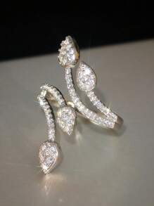 1 pieza Anillo glamoroso con circonita cúbica para mujer para boda, compromiso, aniversario, fiesta, joyería, regalo del Día de San Valentín