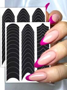 Set de 7/6/1 pieza de lima de uñas con guías para puntas de uñas, puntillas de uñas con diseño ondulado, set de pinzas y plantillas para decoración de uñas