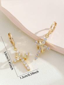Fashion Elegant/Retro Copper Micro-Inlay Cross Earrings