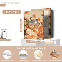 1 件无框桃色大丽花迪斯科球帆布墙饰，花卉多巴胺帆布装饰可打印，复古华丽植物印花，花卉家居礼品海报，海报，墙壁艺术，房间装饰用品，秋季，现代（可选框架）