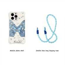 Funda para teléfono Funda de teléfono TPU anticaída de cuatro esquinas suave con pajarita cuerda colgante adecuada 12 13 14 15 16 Pro - Blanco - Ver 4