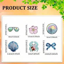 7/24 Stück gestickte Aufnäher Sommer Meereswellen Paradies zum Aufnähen/Aufbügeln Applikation für Kleidung, Kleider, Hüte, Jeans, DIY Accessoires