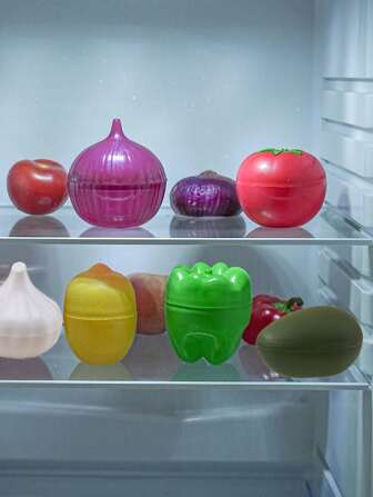 1/3/6pcs Fruit And Vegetable Shaped Food Preservation Box - Avocado, Lemon, Onion, Tomato, Garlic, Green Pepper Storage Container, Multi-Functional Kitchen Preservation Box, Suitable For Refrigerator Storage, Camping, Dining, And Food Preparation, Thanksgiving Day Gift, Harvest Festival, Family Dinner