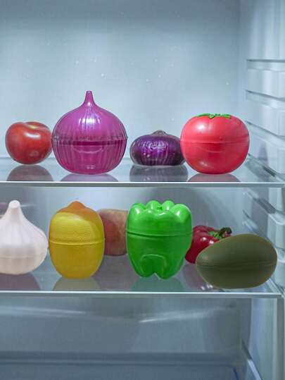 1/3/6pcs Fruit And Vegetable Shaped Food Preservation Box - Avocado, Lemon, Onion, Tomato, Garlic, Green Pepper Storage Container, Multi-Functional Kitchen Preservation Box, Suitable For Refrigerator Storage, Camping, Dining, And Food Preparation, Thanksgiving Day Gift, Harvest Festival, Family Dinner