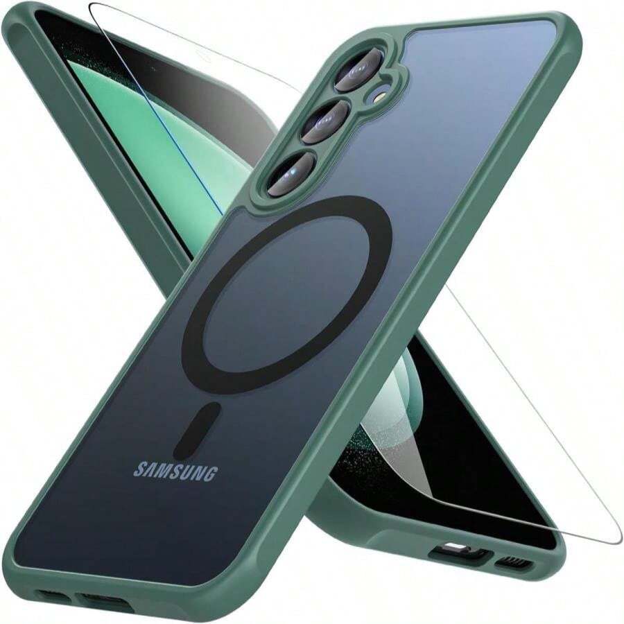 Hensinple For  Galaxy A16 5G Phone Case, Magnetic  A16 5G_4G Case With Screen Protector, Compatible With MagSafe, Not-Yellowing Military Shockproof Cover For  A16 5G Case (Clear) - Magsafe A14-Green - 查看 1