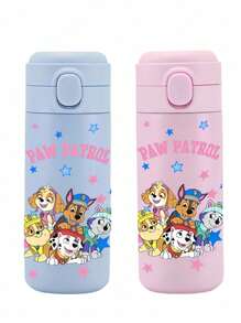 Paw Patrol 1 pieza Taza grande de 420ml/14.81oz con Paw Patrol, color rosa y azul, con pajita y tapa, apta para deportes, viajes, trabajo y uso en exteriores durante todo el año (algunas partes pueden ser aleatorias)